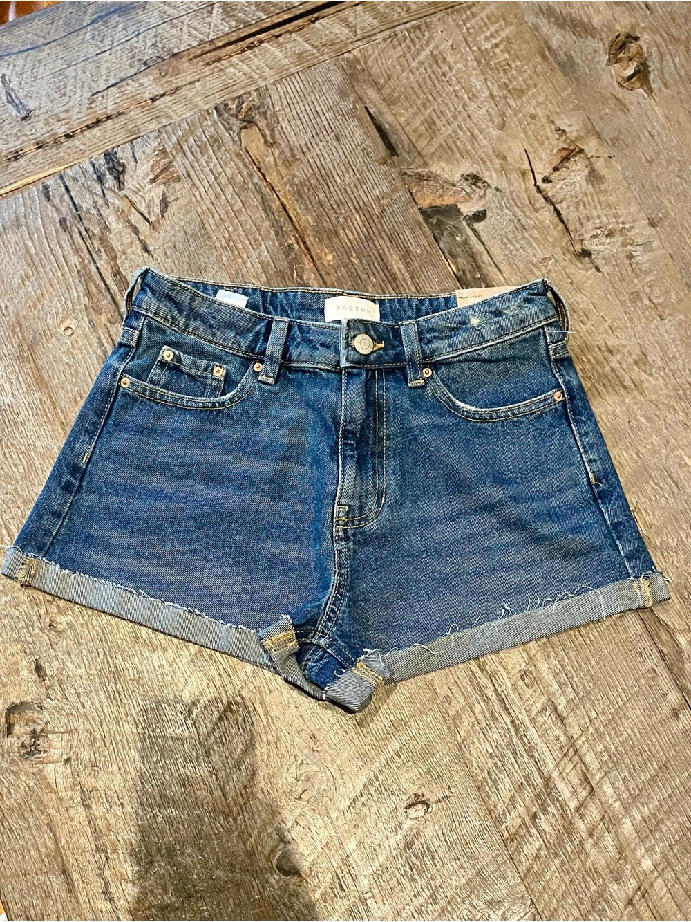 PacSun Dark Blue Rolled-Hem Denim Shorts